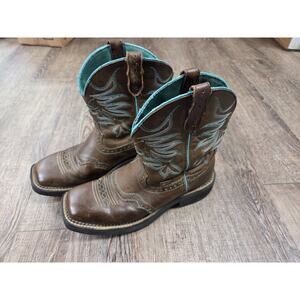 Justin Mandra Chocolate Western Boots - Broad Square Toe Size 8.5B